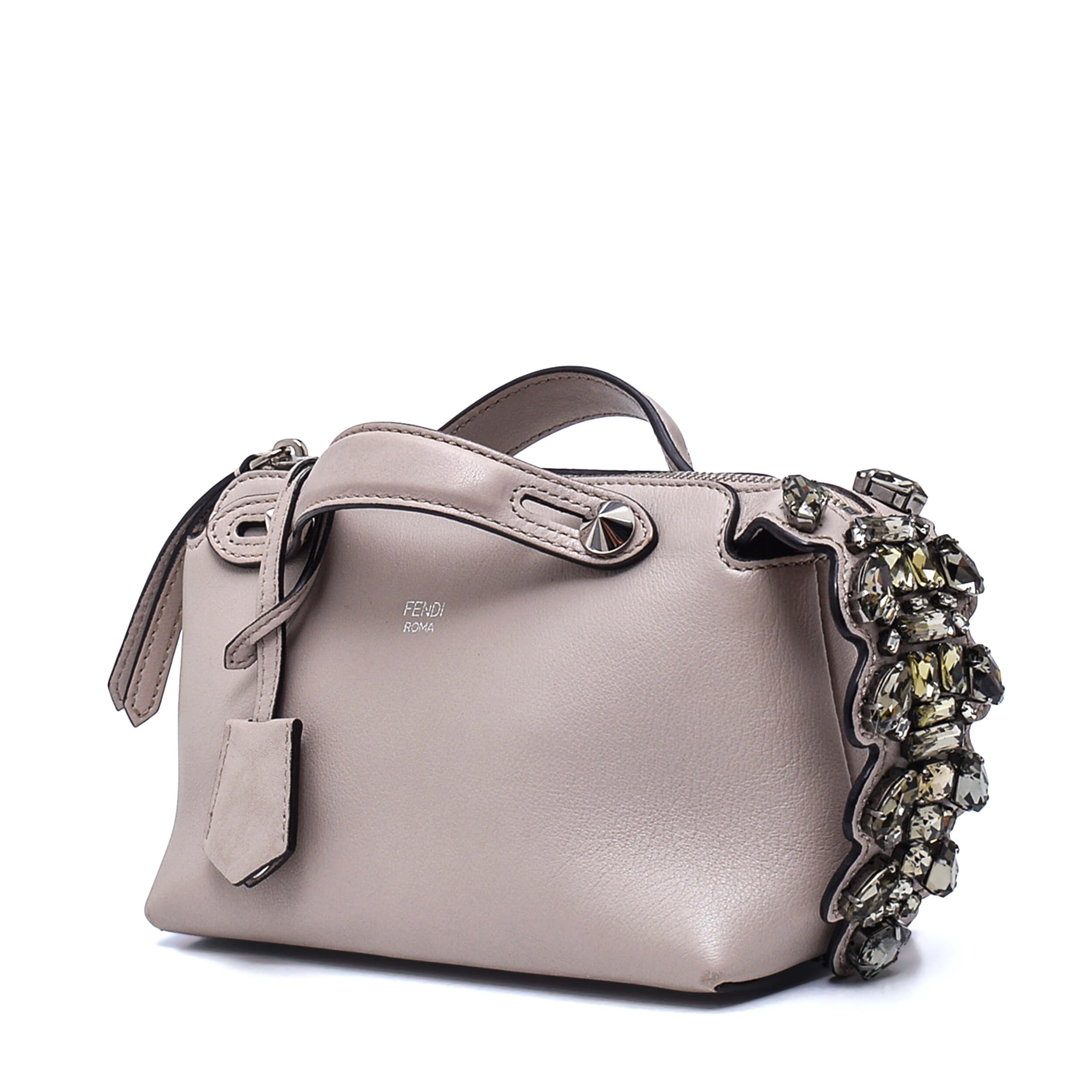 Fendi -Grey Leather Mini By The Way Flower Tail Mini Bag